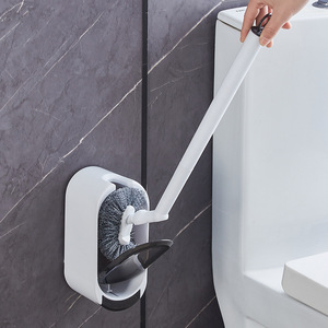 Support mural pour brosse de toilette à long manche, durable, design rectangulaire moderne, breveté, outil de nettoyage de salle de bain - Product Image 1
