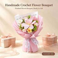 Bouquet de fleurs au crochet fait main, fleurs artificielles tricotées, bouquet emballé, couleur personnalisée, cadeau pour la Saint-Valentin, anniversaire