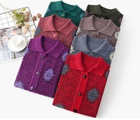 2026 Bestseller Senioren Frühling und Herbst Pullover Revers Langarm Jacquard Klassische Strickjacke Lose Jacke