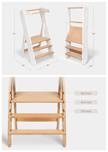 Montessori โต๊ะไม้พับได้เหมาะสำหรับ<span class=keywords><strong>เด็ก</strong></span>วัยหัดเดิน1.5-6ปีเก้าอี้บันไดช่วยในห้องครัวสำหรับ<span class=keywords><strong>เด็ก</strong></span> - Product Image 4