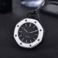Montre de poche analogique à quartz de forme octogonale avec cordon en cuir pour femmes et hommes