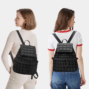 Women's Quilted <b>Backpack</b> Drawstring Closure Solid Color Lightweight Everyday Use Summer 2025 - Product Image 3