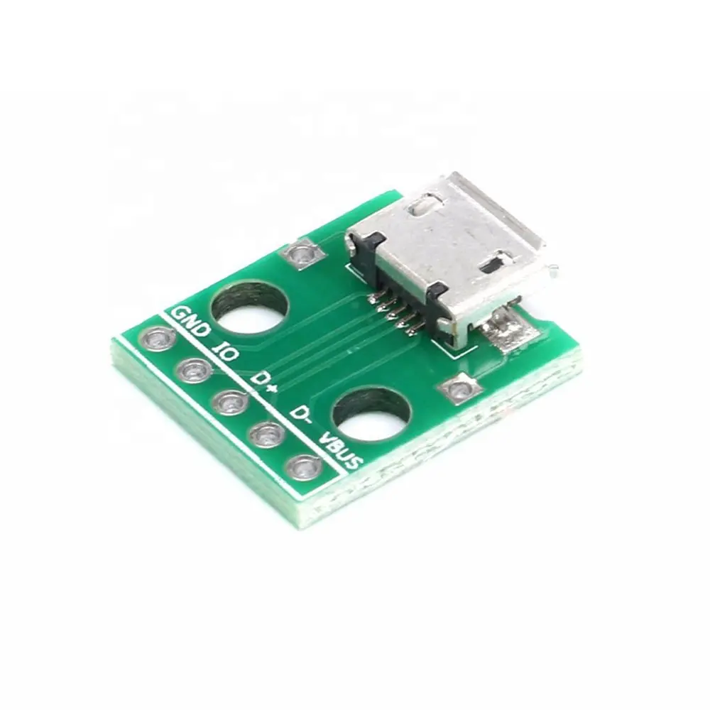 Adaptador micro usb para dip, conversor fêmea tipo b, placa para módulo conector 2.54mm