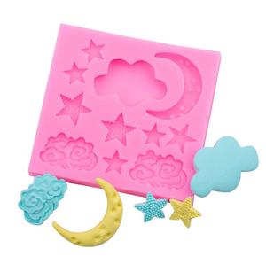 Venta <span class=keywords><strong>al</strong></span> por <span class=keywords><strong>mayor</strong></span> DIY hecho a mano Fondant Cake molde <span class=keywords><strong>de</strong></span> silicona nube blanca estrella Luna Chocolate resina epoxi pastelería moldes para hornear herramientas - Product Image 1
