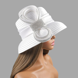 Chapeaux formels élégants pour femmes pour les mariages à l'église Kentucky Derby Parties-Satin Cloth Fascinator Banquet Sun Hats Bandeaux de mariage - Product Image 5