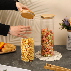 Ensemble <span class=keywords><strong>de</strong></span> bocaux <span class=keywords><strong>de</strong></span> conservation alimentaire avec couvercles en bambou hermétiques, contenants ronds transparents pour la cuisine, pour café, <span class=keywords><strong>épices</strong></span>, <span class=keywords><strong>sucre</strong></span>, céréales, organisateur <span class=keywords><strong>de</strong></span> garde-manger - Product Image 4