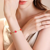 Lucky Five Leaf Clover colgante collar mujer Acero inoxidable oro rojo acrílico blanco Shell flor encanto fiesta collares joyería