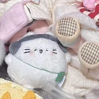 Porte-clés pendentif en peluche chaton mignon et dodu, motif œuf et trèfle à quatre feuilles, 10 cm, en coton doux, tendance, personnalisé, fabriqué en Chine, unisexe, pour fête