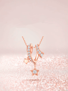 Lilia 100% 925 argento sterling geometrico intrecciato di stelle collana con ciondolo lucente catena collo CZ per le donne ragazze regali - Product Image 3
