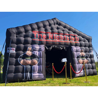 Tente de fête gonflable portable en Oxford avec lumière disco et machine à fumée, cube VIP noir pour boîte de nuit, tente de fête, maison de fête