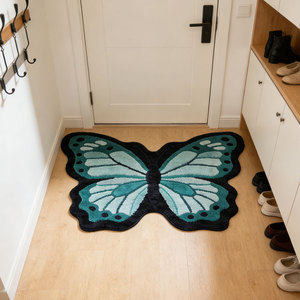 Alfombra Personalizada en Forma de Mariposa Rosa Marrón, Alfombras de Área con Diseño Personalizado para Sala de Estar, Alfombras de Lujo Hechas a Mano de Lana - Product Image 4
