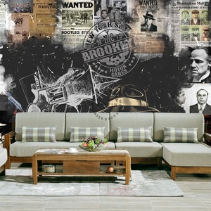Gangster retrò voleva carta da parati murale del film di decorazione della parete collage del crimine - Product Image 1