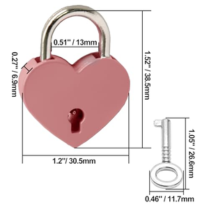 Small Metal Heart Shaped Combination Padlock Mini Lock with Key for Jewelry <b>Box</b> Storage <b>Box</b> Diary <b>Book</b> - Product Image 2
