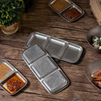 Plat commercial en acier inoxydable de vente chaude pour barbecue coréen et marmite, ensemble de 4