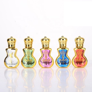 Offre Spéciale – Flacon d'huile essentielle en verre doré électrolytique de 10 ml, mini flacon vide <span class=keywords><strong>à</strong></span> bille avec bouchon couronne doré - Product Image 1