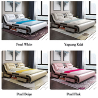 Intelligentes Lederbett nach Maß, Doppelbett/Queensize-Tatami-Bett, modern, multifunktional, luxuriös, mit Lautsprecher und Massagefunktion, hohe Qualität
