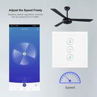 Interruptor de Ventilador WiFi Inteligente Tipo UE para Hogar, Compatible con Android, Alexa y Google Home, Control por Voz, Temporizador, Ajuste de Velocidad, Pantalla Táctil, Eléctrico, con App Tuya