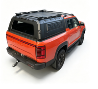 Auvent de camionnette en aluminium noir mat ZST avec panneau MOLLE, porte-bagages complet sur le toit, fenêtre teintée verrouillable, étanche, sans perçage