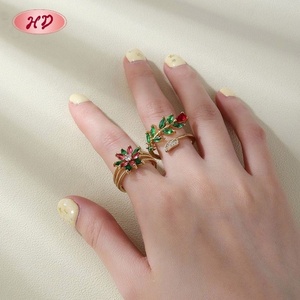 Colección de Anillos de Aleación Chapados en Oro de 18K con Diseño Floral y de Hojas Vintage con Circonita Creada en Laboratorio para Mujer, Joyería al por Mayor, Aretes - Product Image 1