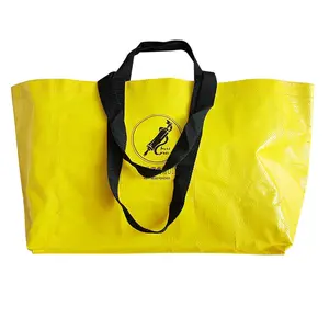 Custom logo boat-shaped shopping plastic large-capacity color printing waterproof high-quality strong handle pp woven tote bag