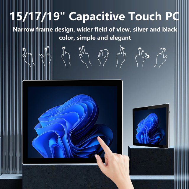 15 Inch Industrial LCD LED Monitor All-in-One Panel PC Capacitive Touch Screen 4:3 New TFT Embedded Display Metal Intel