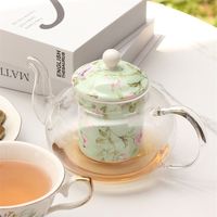 Chauffe-thé en céramique de porcelaine européenne de luxe, double paroi, écologique, résistant à la chaleur, style floral, avec logo personnalisé