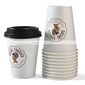 Sunkea المتاح مخصص العلامة التجارية شعار كوب ورقي لشرب القهوة
