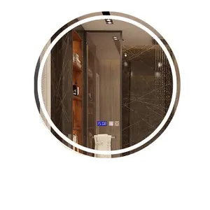 กระจกอัจฉริยะติดผนังห้องน้ำทรงกลม,แว่นขยาย LED มีไฟสำหรับตกแต่งโรงแรมห้องน้ำ