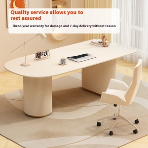 โต๊ะหินอ่อนครีมร่วมสมัยสำหรับผู้ใหญ่ดีไซน์ทันสมัยเรียบง่ายสำหรับใช้ในบ้านสำนักงานห้องนั่งเล่นห้องนอนทำจากโลหะ - Product Image 3