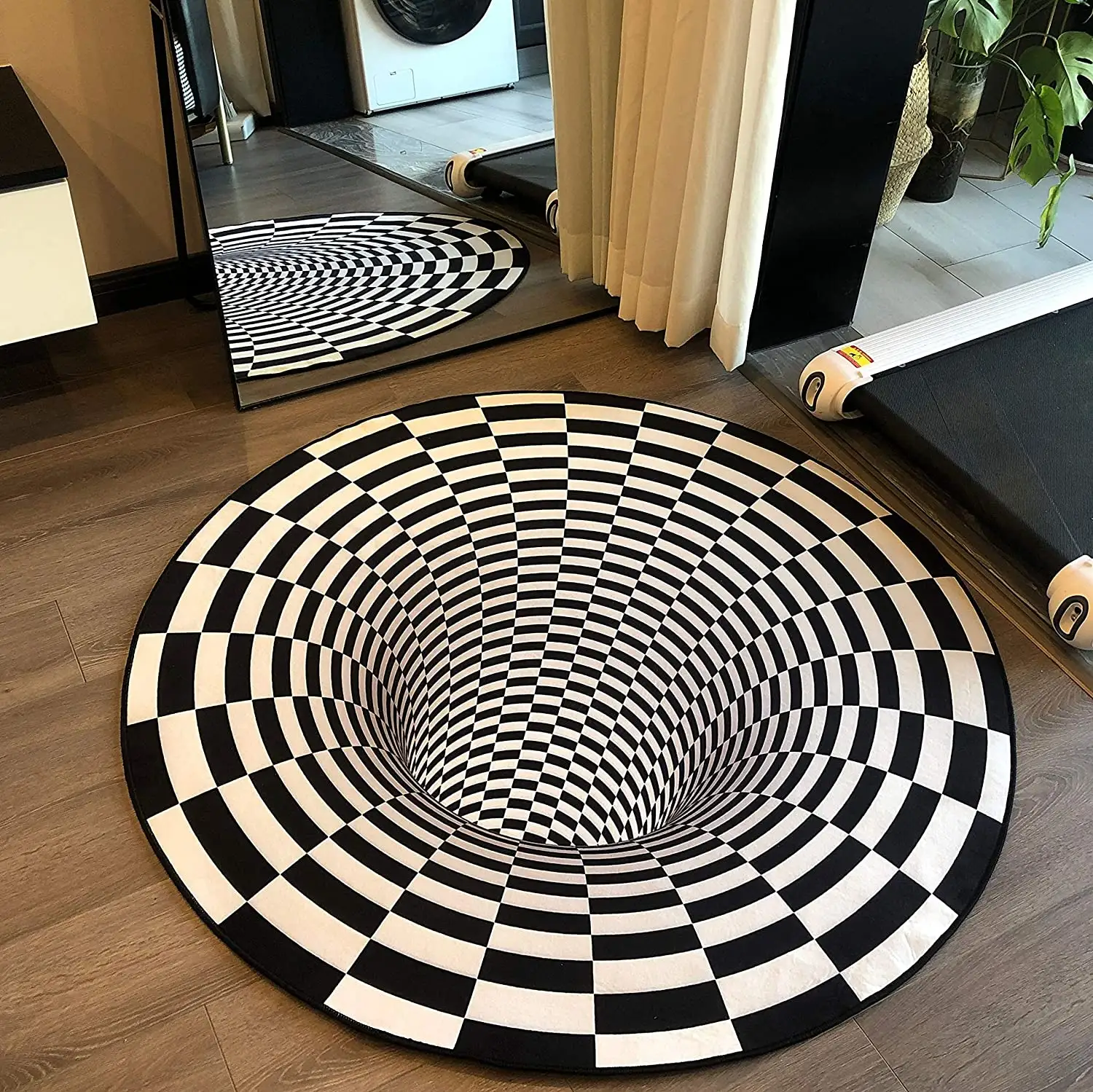 3D Vortex Ảo Ảnh Quang Học Thảm Flannel Khu Vực Tròn Bẫy Trippy Thảm Bền Mát Thảm Cửa Mat