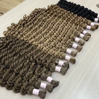 Cheveux indiens bruts bouclés, vague d'eau profonde, extensions de cheveux en vrac, cheveux humains pour tresses, double trame