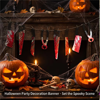 Guirlande de décoration d'Halloween transfrontalière sur le thème du sang pour maison hantée, avec couteaux en papier et guirlandes suspendues pour farces