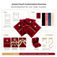 Pochette à bijoux en velours personnalisée avec logo, fermeture à bouton-pression, pochette à rabat pour collier, bague, boucles d'oreilles, emballage