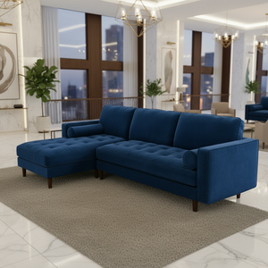 Sofá Esquinero en Forma de L de Tres Plazas en Tela de Terciopelo Estilo Europeo Moderno de Color Sólido Muebles para Sala de Estar y Hotel - Product Image 2