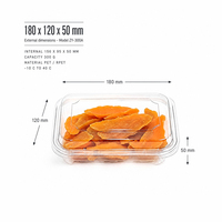 Boîte d'emballage en plastique RPET transparente de qualité alimentaire 300g avec couvercle à charnière pour fruits frais et salades