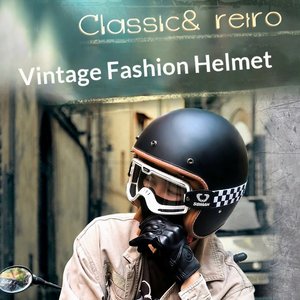 Nouveau casque de moto/scooter électrique ABS, demi-face, unisexe, quatre saisons, style rétro, visière bulle, sécurité - Product Image 6
