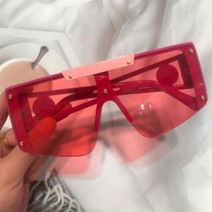 Lunettes de soleil tendance vintage à monture large et verre unique, protection UV400, style oversize, pour femme, collection 2021 - Product Image 3