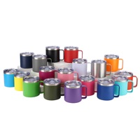Mug isotherme pliable classique en acier inoxydable à double paroi de 12 oz avec poignée pour le bureau, l'extérieur, le camping et la rentrée scolaire