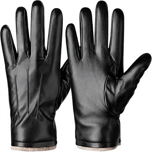 Gants unisexes en cuir de mouton noir de qualité supérieure, à doigts entiers, avec fermeture éclair, pour le cyclisme hivernal, confortables pour la conduite - Product Image 5