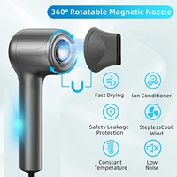 Sèche-cheveux ionique électrique intelligent portable sans pales BLDC à ions négatifs, mini, haute vitesse, pour usage domestique, en une seule étape