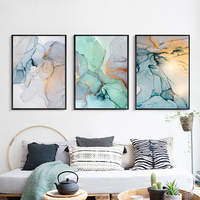 Pola Batu Poster Nordik Lukisan Kanvas Gambar Dinding Quadro Dekorasi Cuadros Geometris Hospitality Berbingkai Abstrak Hijau