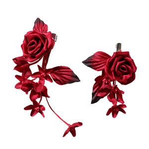 Nuevo estilo original, estilo chino antiguo, exquisita horquilla para el cabello con flor de rosa de tela hecha a mano para novias. - Product Image 5