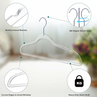 Cintres en plastique transparent personnalisés antidérapants et peu encombrants, organisateur de vêtements en acrylique pailleté avec poudre dorée