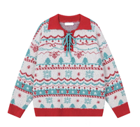 Pull de Noël en Jacquard Polyester/Coton de Haute Qualité, Motif Flocon de Neige, Anti-rétrécissement, Anti-plis, Style Décontracté pour la Famille