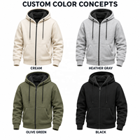 Vente en gros : Sweat à capuche zippé intégral doublé en sherpa pour homme, en polaire d'hiver, chaud, de la collection Vêtements pour hommes, type Hoodies & Sweatshirts