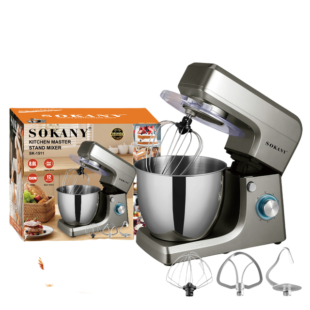 Sokany  the Newest Dough Kneading Machine Bakery Equipment Home Used Full-body Stainless Steel Body Stand Food Mixers