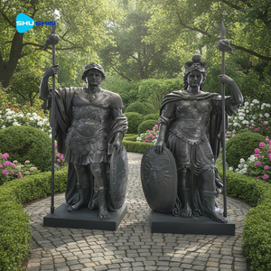 Estatuas de Soldados de Bronce, Adornos de Arte Metálico para Interiores o Exteriores, Escultura Artesanal con Lanza - Product Image 4