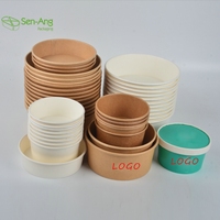 Bol à salade jetable écologique en papier kraft Senang02 Factory avec couvercle en PP personnalisé 500/750/1000ml pour emporter