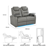 Canapé électrique moderne deux places en cuir véritable avec fauteuil inclinable électrique, rembourrage en mousse à mémoire de forme, structure en bois extensible