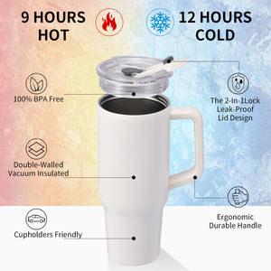 पोर्टेबल डबल-लेयर अमेरिकी शैली मुंह कॉफी पानी कार 40 औंस टंबलर मग कप धातु पुआल सिलिकॉन के साथ - Product Image 4
